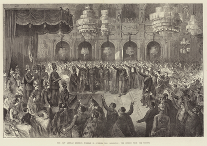 The New German Emperor William II opening the Reichstag, the Speech from the Throne (engraving)