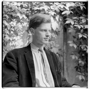 Portrait of Simon Blow, writer, grandson of Detmar Blow, relative by marriage of Isabella Blow, London, early 1960's (b/w photo)