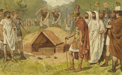 Roman burial (colour litho)