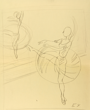 Ballerina Elena Borisova, 1972 (pencil on paper)