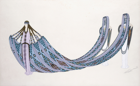 Costume design for 'The River', Folies Bergere, c.1925 (gouache and metallic paint)