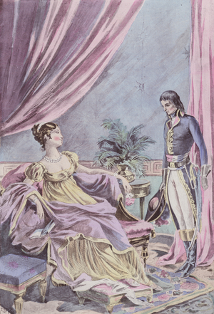 Bonaparte chez Madame de Beauharnais (colour litho)