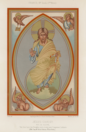 A 9th-century depiction of Jesus Christ (chromolitho)