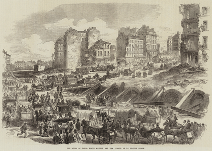 The Ruins of Paris, Porte Maillot and the Avenue de la Grande Armee (engraving)