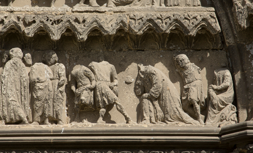 the stoning of Saint Etienne, porch of the south facade, cathedral of Saint Vincent de Bayeux