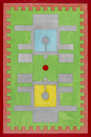 Untitled, assumed date 1987 (collage, pastel and marker on paper)