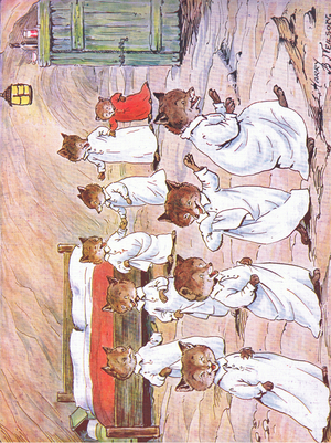 His dear little foxes, eight, nine and ten, 1920 (colour litho)