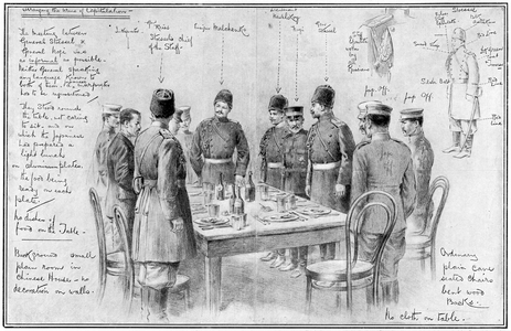 Russo-Japanese War 1904-1905: Generals Stoessel (Russian) and Nogi (Japanese) meeting to arrange terms for the capitulation of Port Arthur by the Russians. January 1905