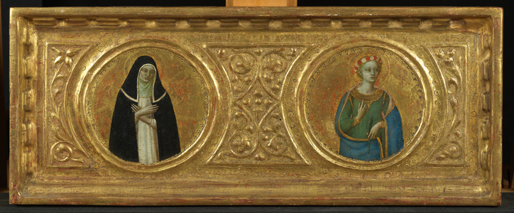 Saint Catherine of Siena (?) and Saint Cecilia (left panel), 1420-29 (tempera on panel)