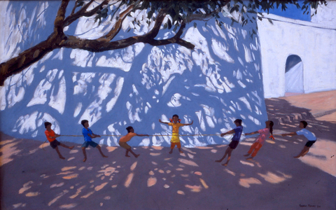 Tug of war, Gujarat, India, 2001 (oil on canvas)