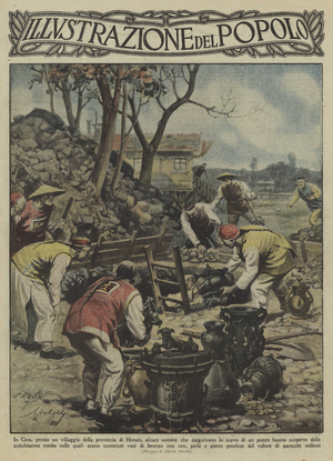 A discovery of treasure in China (colour litho)