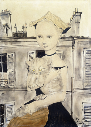 Little Girl with cat; Fillette au Chat, 1950 (oil on canvas)