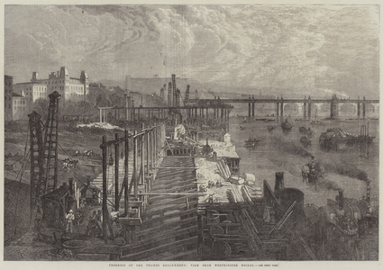 Progress of the Thames Embankment, View from Westminster Bridge (engraving)