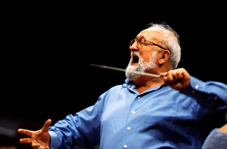 Krysztof Penderecki conducting the Orchestra Sinfonia Varsovia, Rouen, 2004. Polish conductor and composer, b. 23 November 1933.