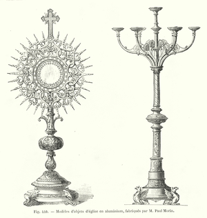 Modeles d'objets d'eglise en aluminium, fabriques par M Paul Morin (engraving)