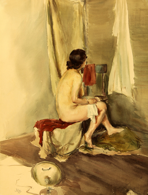 Nude on Red Cloth, 1951 (w/c on paper)