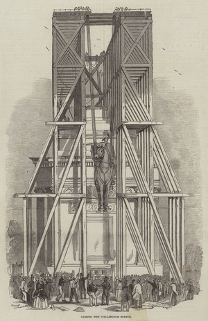 Raising the Wellington Statue (engraving)