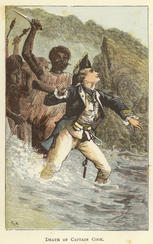 The Death of Captain Cook (coloured engraving)