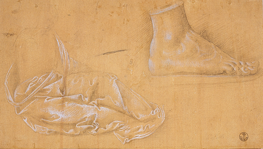 Studies of drapery and feet (drawing)
