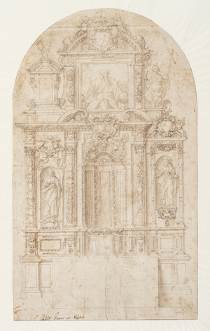 Design for an altarpiece, c.1620 (black chalk, pen and brown ink, brown wash on laid paper)