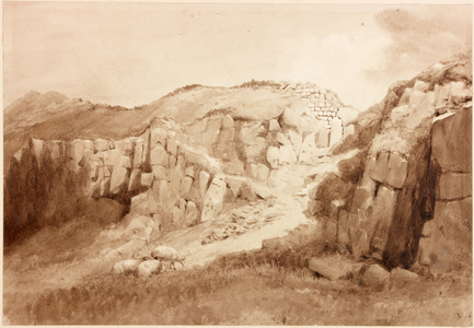 Cats' Stairs (pencil & watercolour on paper pasted on card)