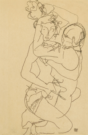 Couple embracing, 1914-15 (crayon on paper)