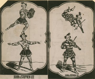 John Lee and Stephen Lee, circus acrobats and musicians (engraving)
