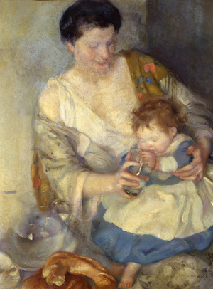 Figures - mother and child (oil on canvas)