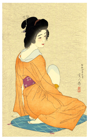 Japan: 'Long Undergarment'. Shin-hanga woodblock print by Torii Kotondo (1900-1976), 1929