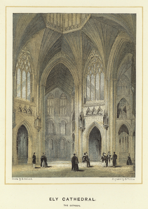 Ely Cathedral, the octagon (colour litho)