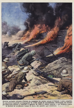 Heroic patrols around Tobruk (colour litho)