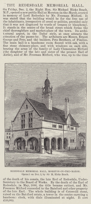 Redesdale Memorial Hall, Moreton-in-the-Marsh (engraving)