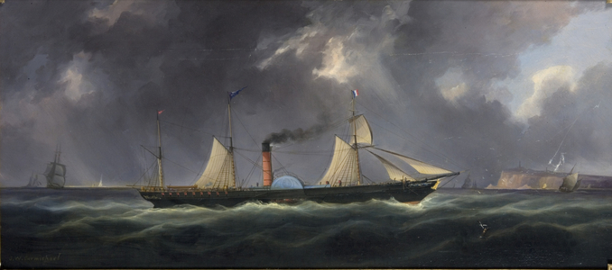 Leith and Newcastle Packet (schooner rigged) (oil on canvas) 