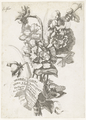 Title Page with a Bouquet of Peonies, from 'Diverses Fleurs mises en Boucquets', c.1670 (etching)
