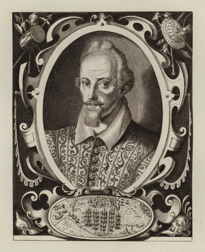 Sir Walter Raleigh, English soldier, naval commander and explorer (engraving)