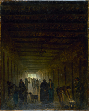 Corridor of the Saint-Lazare prison circa 1794, circa 1794 (oil on canvas)