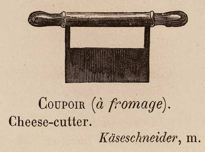 Le Vocabulaire Illustre: Coupoir (a fromage); Cheese-cutter; Kaseschneider (engraving)
