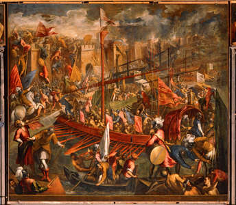 The crusaders' conquest of Constantinople in 1204 (oil on canvas)