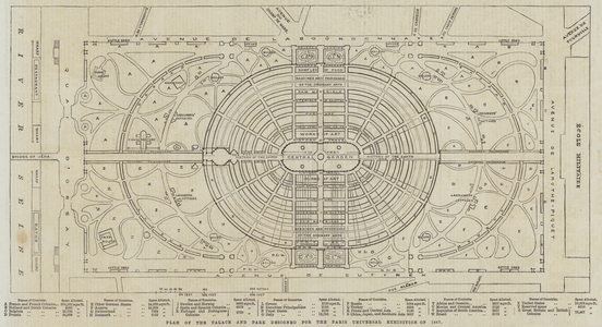 Plan of the Palace and Park designed for the Paris Universal Exhibition of 1867 (engraving)