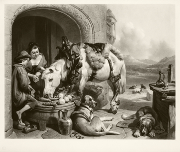 Refreshment - A Scene in Belgium (mezzotint)