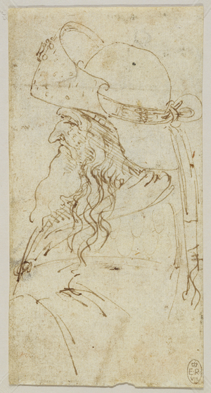 The head and shoulders of an old man in profile wearing a hat, c.1480-85 (pen & ink on paper)