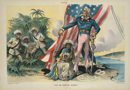 "Save me from my friends!", 1898 (chromolithograph)