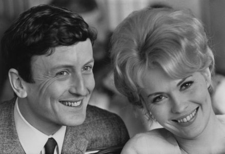 Claude Rich and Jean Seberg on Set of Film Diamonds Are Brittle June 2, 1965 (b/w photo)