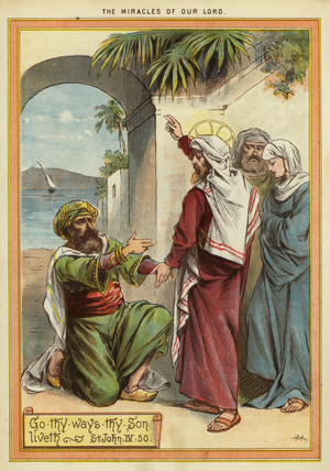 The Miracles of Christ: curing the sickness of the nobleman's son (chromolitho)