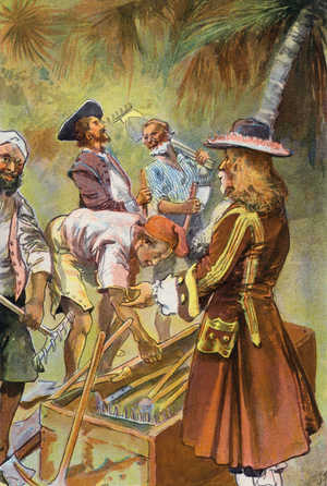 Robinson Crusoe: I gave every man a digging spade (colour litho)