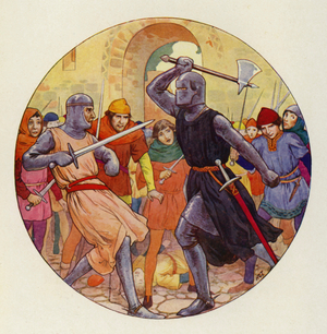 Three times Isambart thrust, and three times the thrust went wide (colour litho)
