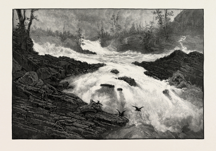 Falls of the Calumet, Canada, Nineteenth Century Engraving