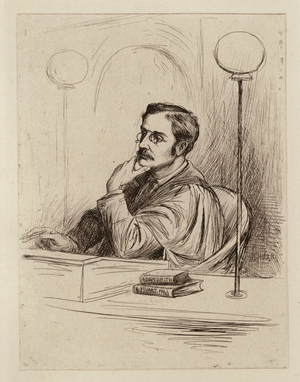 Joseph Shield Nicholson, Professor of Commercial and Political Economy and Mercantile Law (engraving)