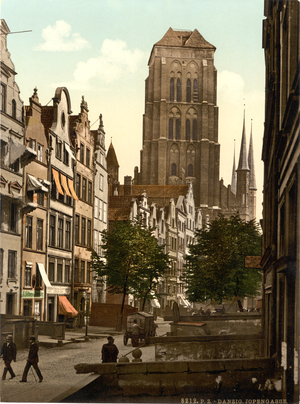 Jopengasse, Danzig, West Prussia, Germany, c.1900 (colour litho)
