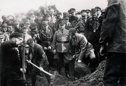 Hitler at the groundbreaking ceremony for the highway, 1933 (b/w photo)